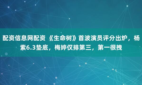 配资信息网配资 《生命树》首波演员评分出炉,杨紫6.3垫底,梅婷仅排第三,第一很拽